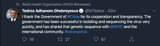世卫组织和美国医疗专家肯定中国的应对和医护群体的努力