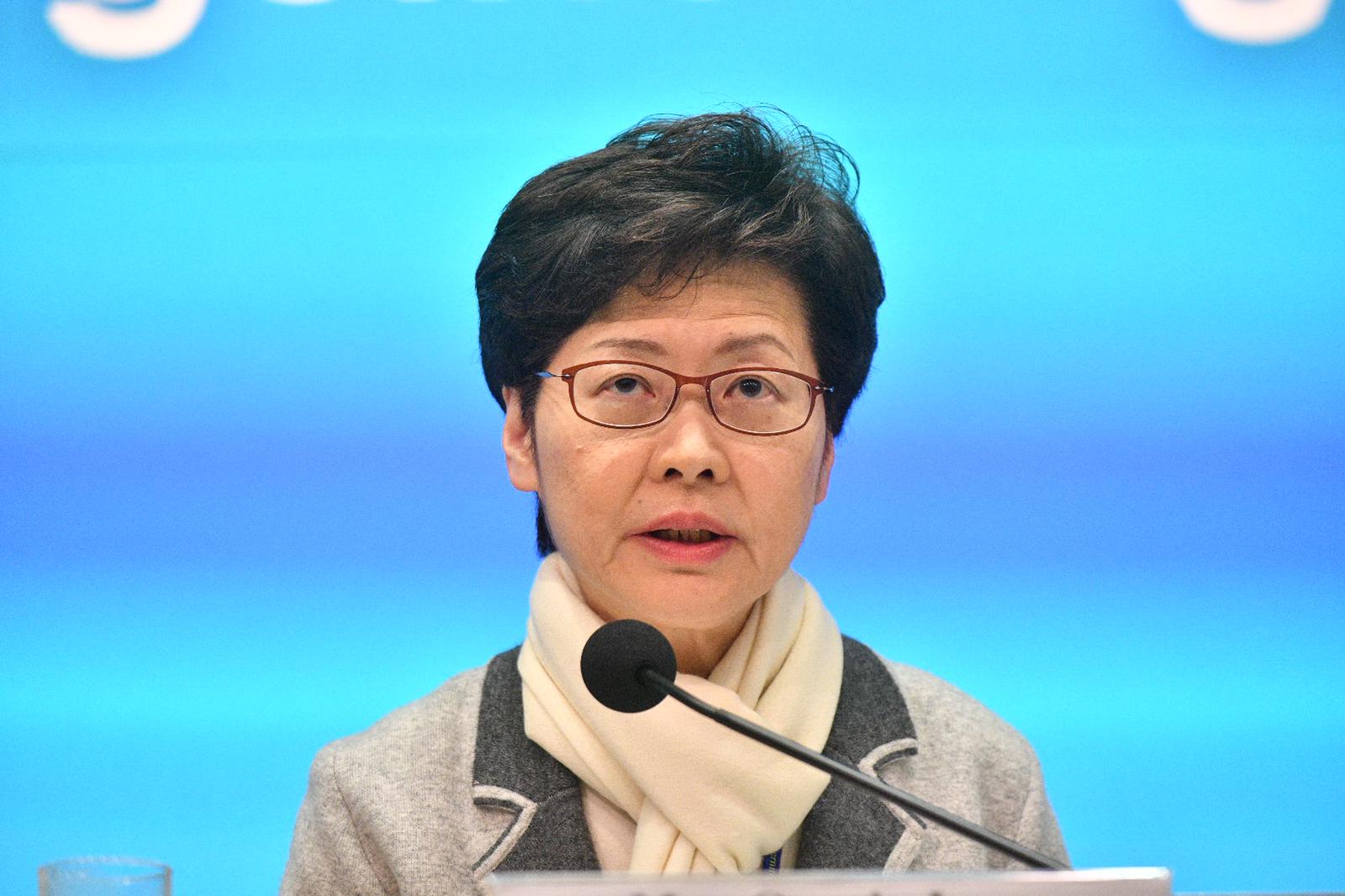 林郑月娥25日在记者会上 图自:港媒