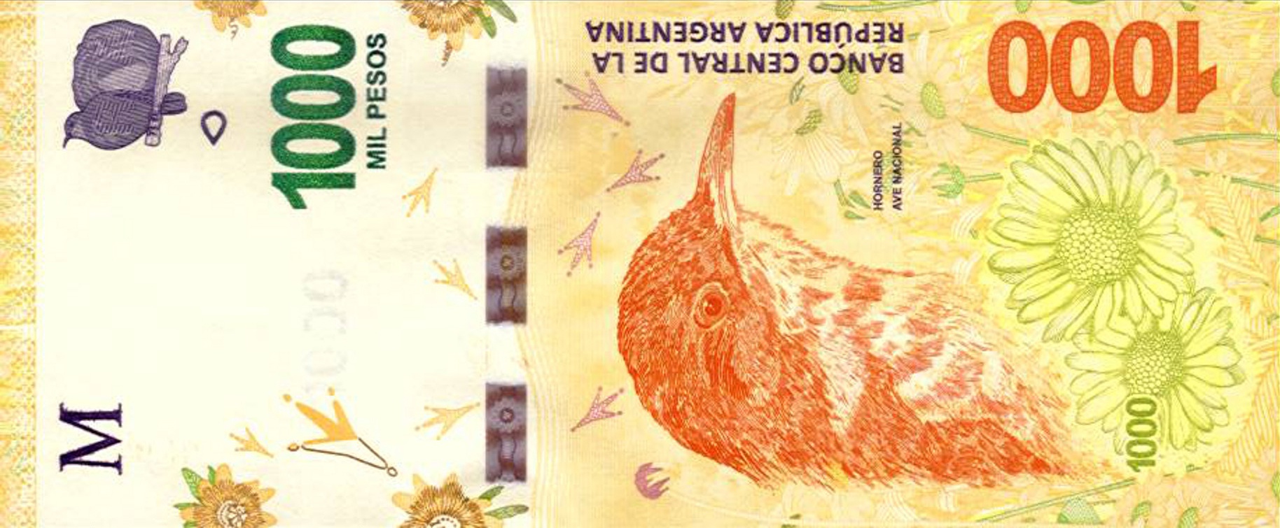 阿根廷現(xiàn)行1000比索紙幣(資料圖)
