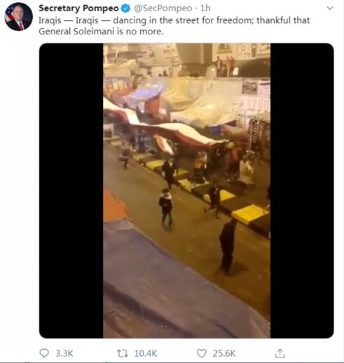 美国空袭杀死伊朗少将 蓬佩奥:感谢他不在了