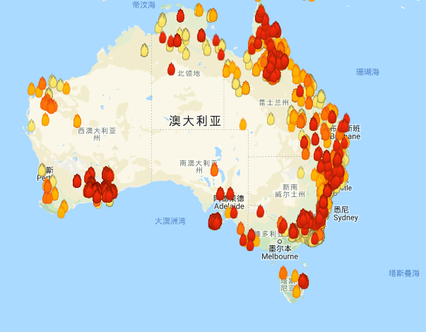 图:myfirewatch(监控澳大利亚火势的网站)