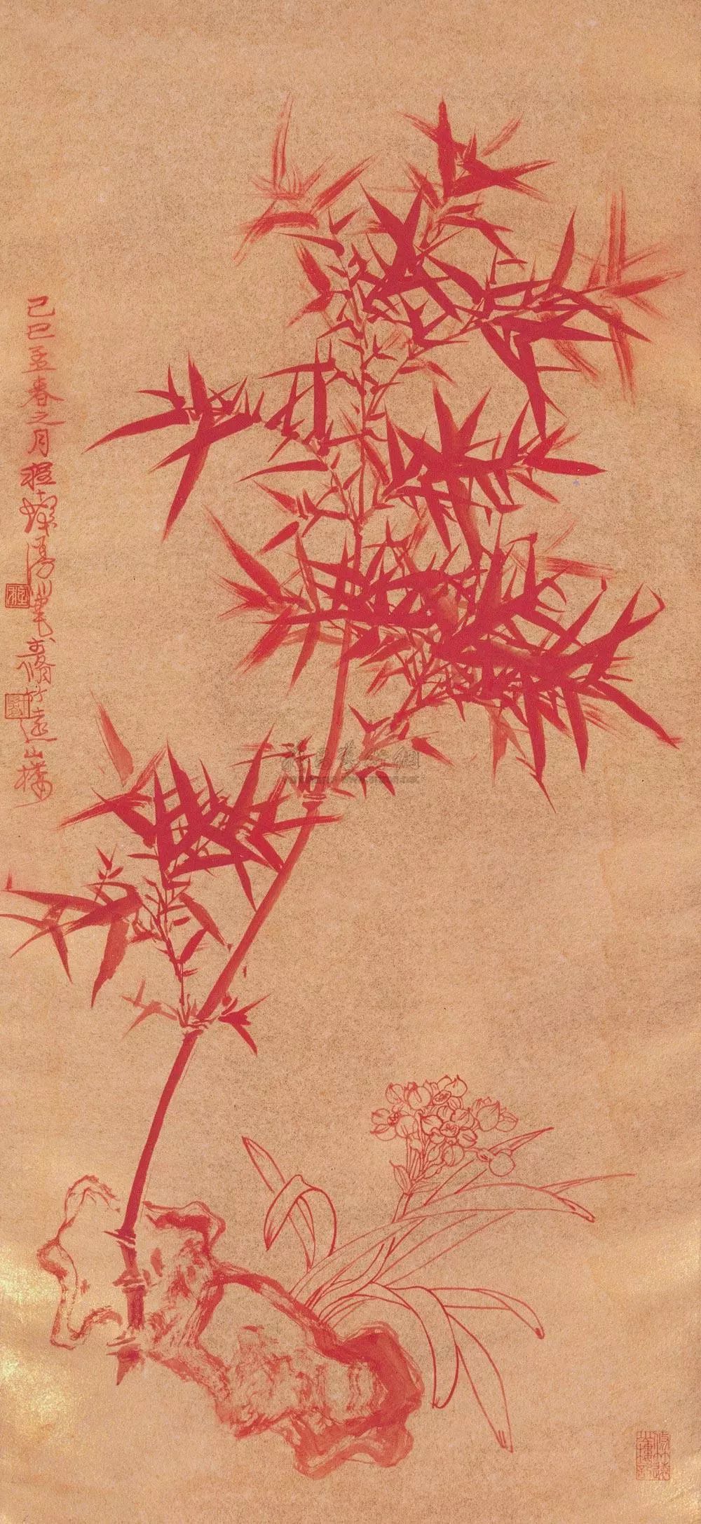 历代名家画朱竹