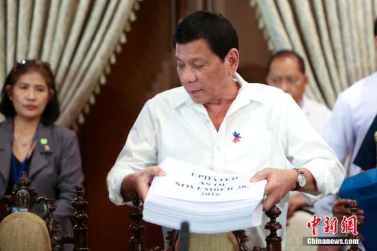 资料图:菲律宾总统杜特尔特。 中新社记者 malacanang 摄