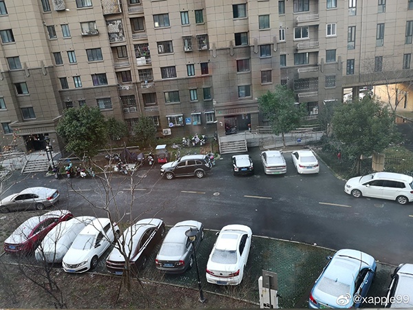  2020年2月15日，上海下雪。图为2月16日的积雪。网友 图