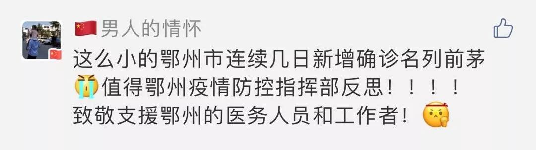 公衆號“鄂州發佈”下的留言。
