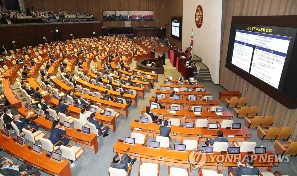 韩国国会对政府质询现场(韩联社)