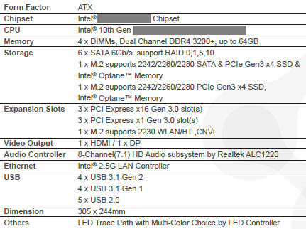 Intel十代酷睿主板规格曝光：没有PCIe 4.0