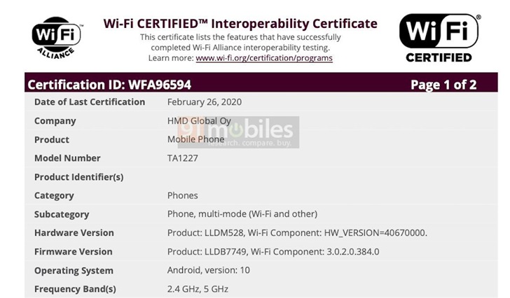 诺基亚三款神秘新机获Wi-Fi认证：均搭载Android 10