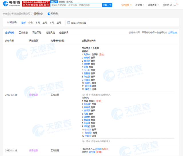 刘强东卸任京东数科法定代表人、董事长