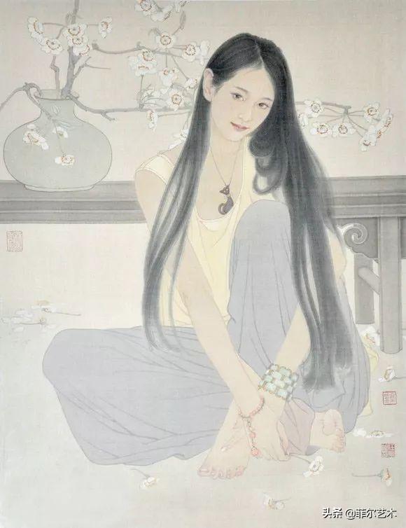 中国女画家任乘鋈工笔画中的性感美人|画家|人物画