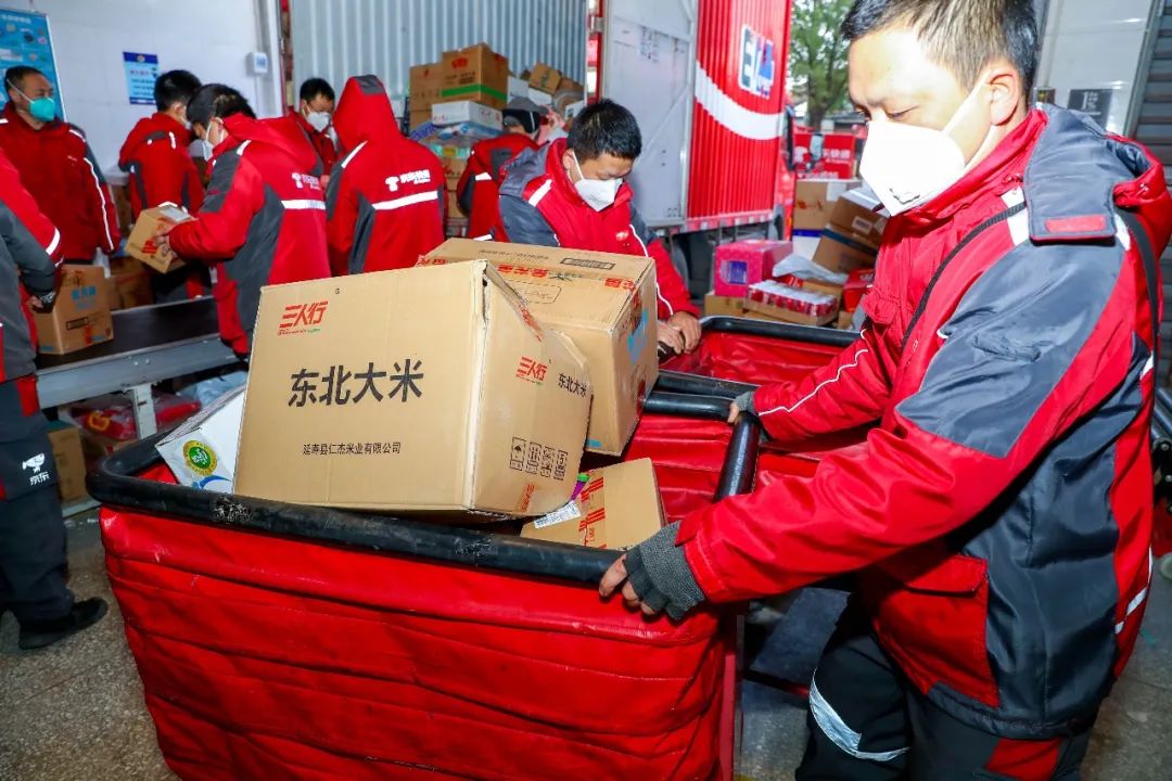 物流站点，快递小哥都在忙碌。