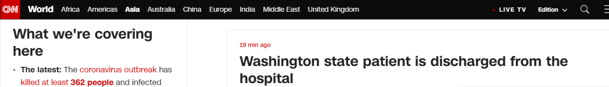 美国首例确诊新冠肺炎患者治愈出院 在家隔离