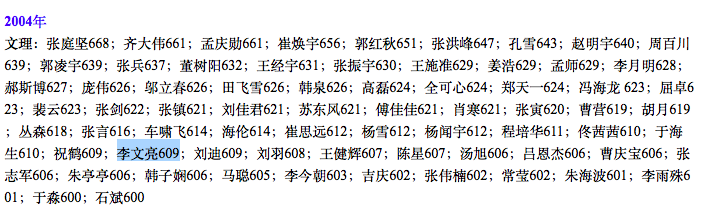  ↑李文亮高考考了609分。