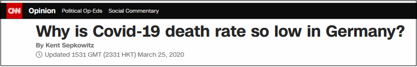 CNN:为什么德国新冠病毒死亡率这么低? 图片来源:报道截图