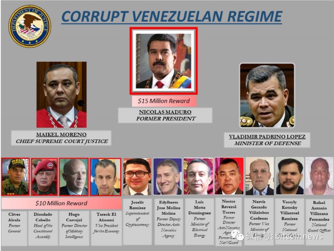 “腐败的委内瑞拉政权“ 图片来源：美国司法部