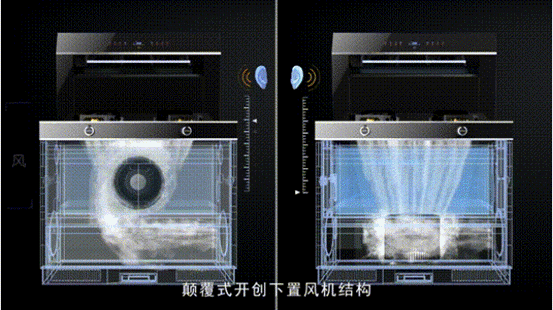 亿田集成灶颠覆式开创下置风机结构应用超低噪声,电机消音和静音风道