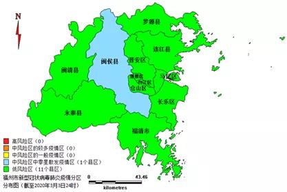 福州市新型冠状病毒肺炎疫情分区分布图