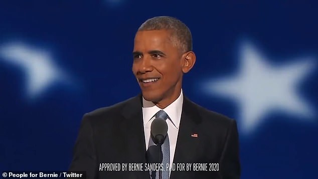 桑德斯的最新广告中，首次加入奥巴马对他的称赞 视频截图