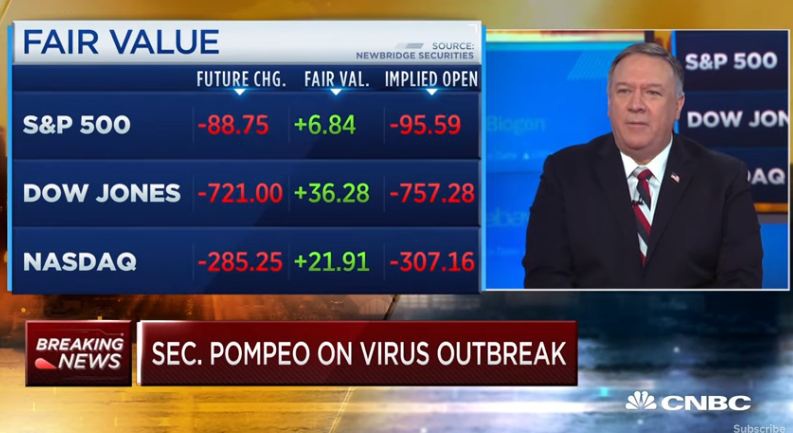 蓬佩奥接受CNBC采访 视频截图