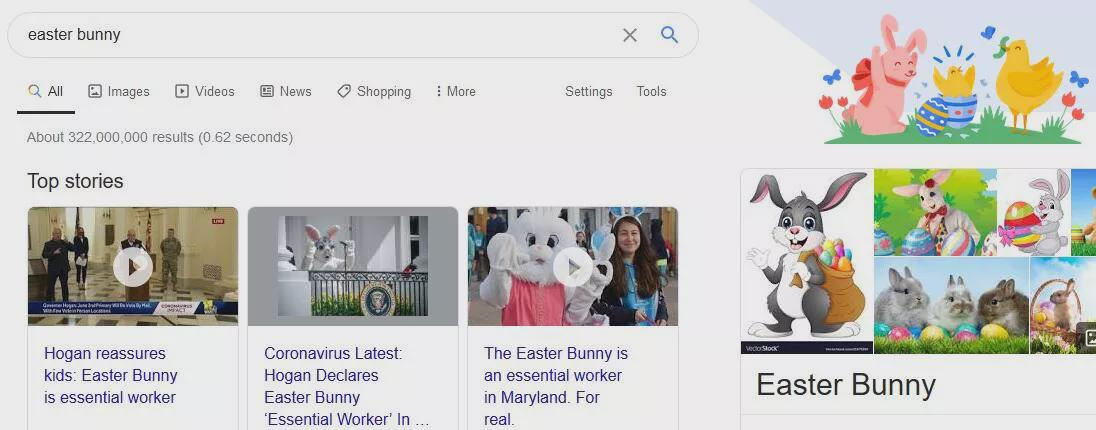 谷歌在搜索结果页面上隐藏了一个复活节彩蛋