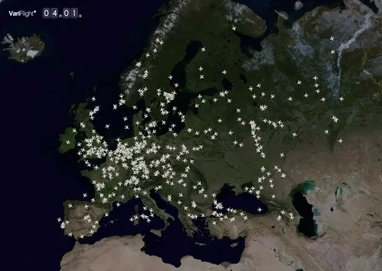 欧洲航班执行轨迹（4月1日，欧洲疫情大规模爆发）图片来源：飞友科技Airsavvi