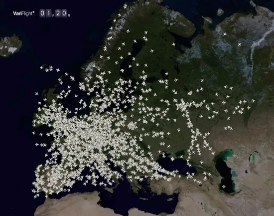 　欧洲航班执行轨迹（1月20日，欧洲未出现疫情时）图片来源：飞友科技Airsavvi