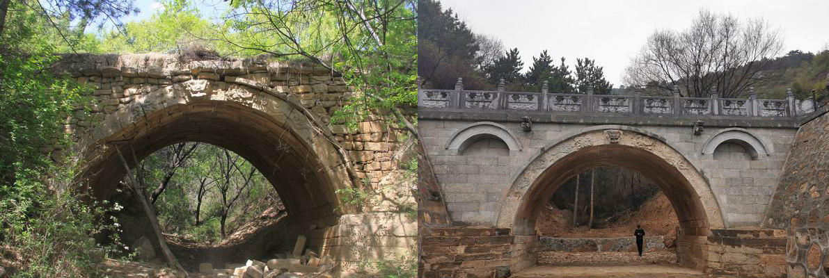 山西省忻州市庄磨镇连寺沟村铁梁桥修复前后对比 图据澎湃新闻