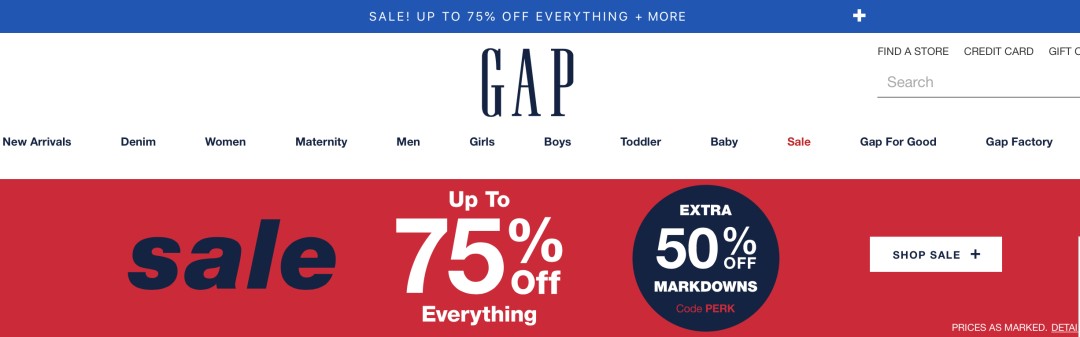 GAP现金流告急！美国官网所有东西打折，最高2