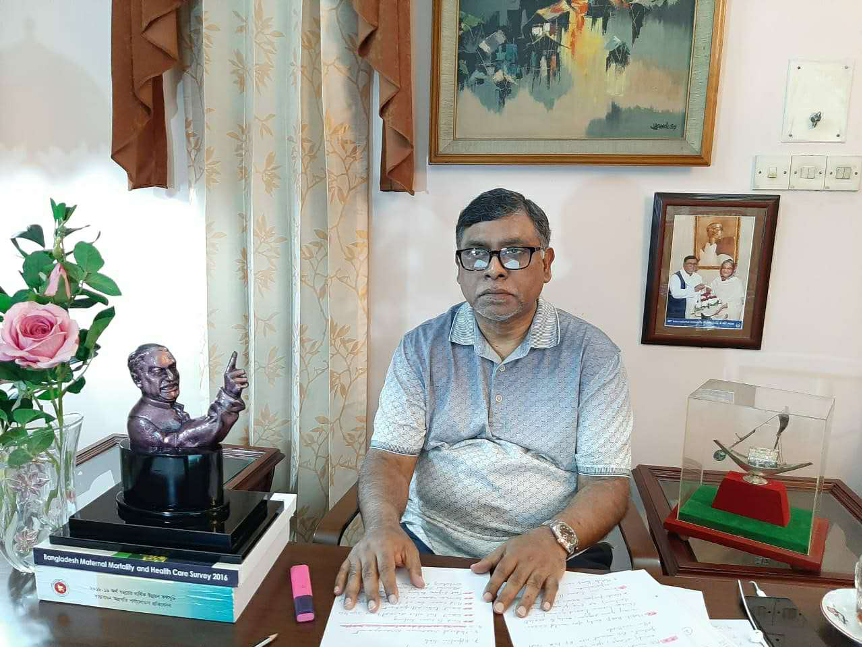 △孟加拉国卫生和家庭福利部部长扎西德·马利克(Zahid Maleque)通过视频连线介入集会