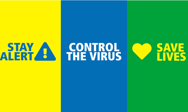 △英国政府发布的新宣传口号:保持警惕,控制病毒,拯救生命