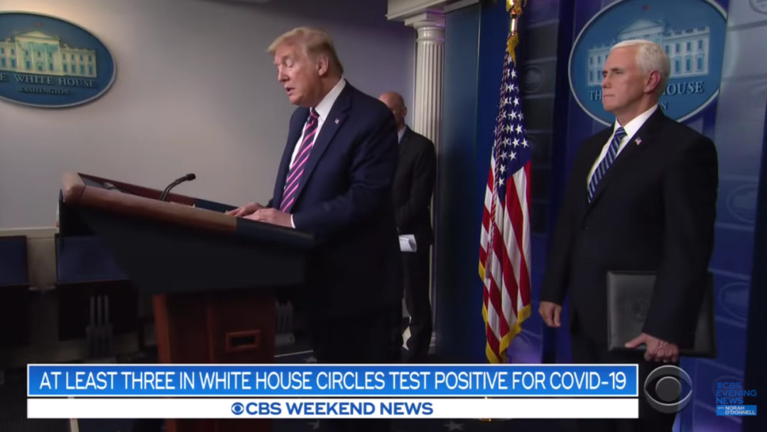 白宫多名雇员新冠病毒检测阳性。图/CBS截屏
