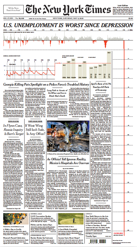《纽约时报》9日头版截图
