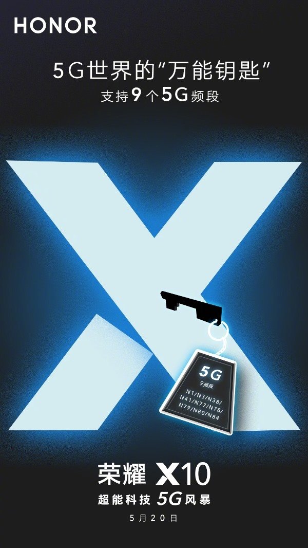 5G世界的万能钥匙：荣耀X10官宣支持多达9个5G频段