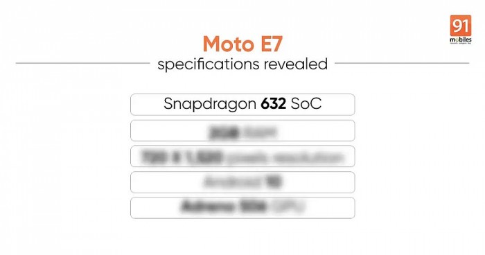 Moto E7核心规格曝光：骁龙632处理器+2GB内存