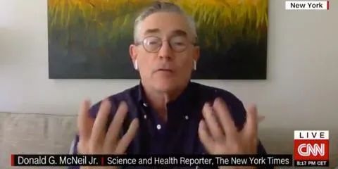 ▲《纽约时报》科学与健康记者小唐纳德·麦克尼尔接受CNN采访。（截自CNN）