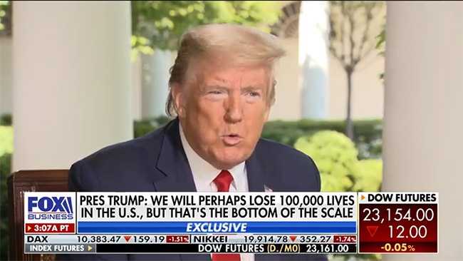 不到一个月特朗普又改口：美国死亡人数可能超