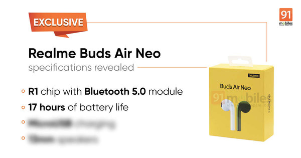 realme Buds Air Neo曝光 售价更低取消无线充电功能
