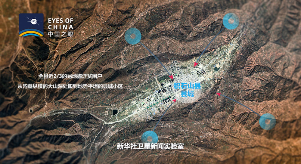 ↑全县近2/3的易地搬家贫苦户搬到阵势平展的县城。