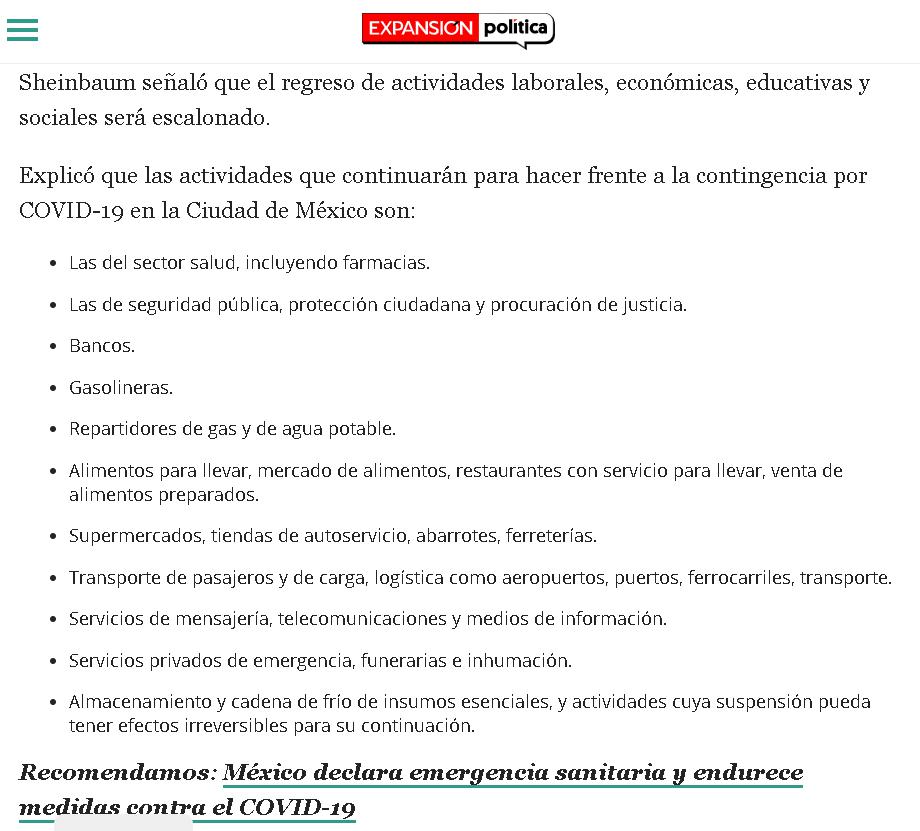 △图为“核心”行业列表标题：《墨西哥宣布公共卫生紧急状态要求采取新冠疫情特殊措施》