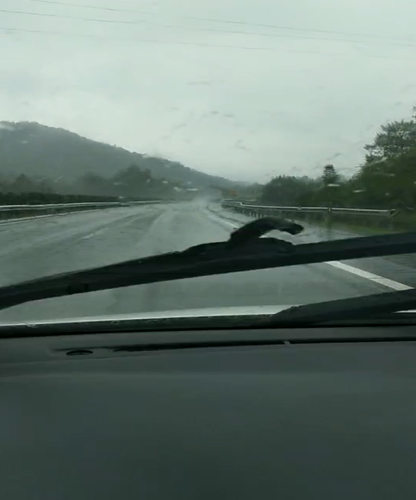 ▲民警冒雨驱车赶往瑞金