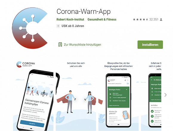 德版新冠App。图源：应用商城