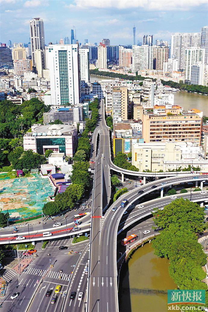 ■6月20日起，广州人民路高架桥全线封闭进行维修。  新快报记者 毕志毅/摄