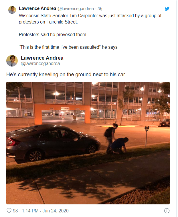 【蜗牛棋牌】美国威斯康星州爆发冲突 在州议会大厦处殴打参议员