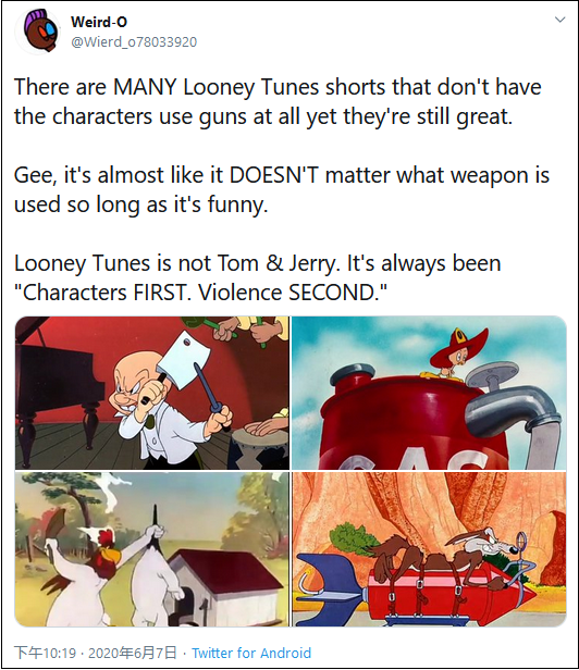 美国著名动画《乐一通》在剧中“禁枪”