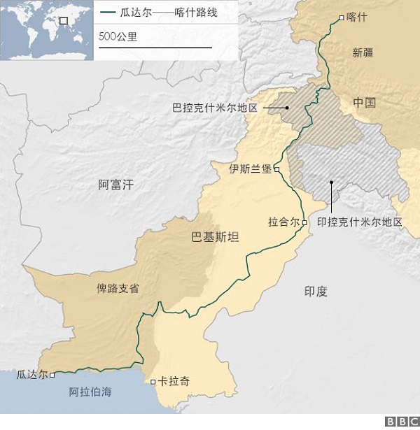 中巴经济走廊 图片来源:BBC
