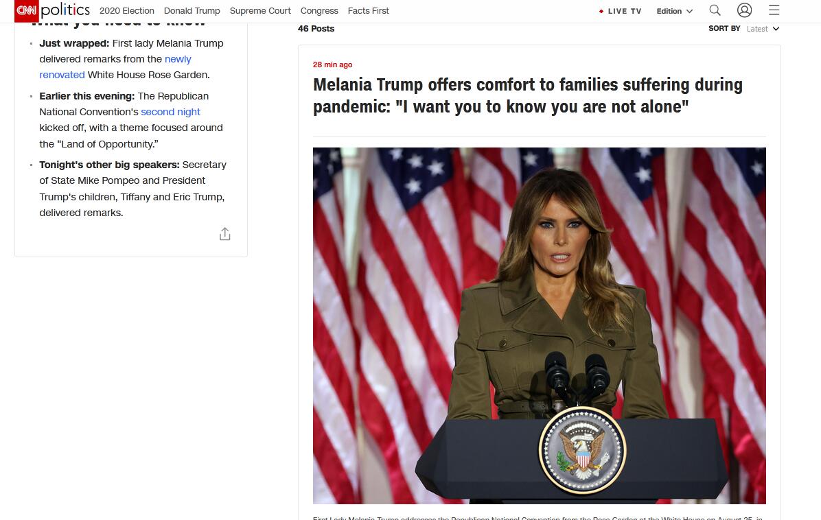 美第一夫人为特朗普辩护