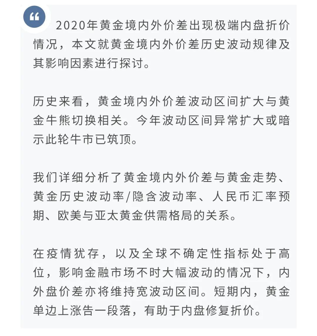【深度推荐】黄金境内外价差交易指南