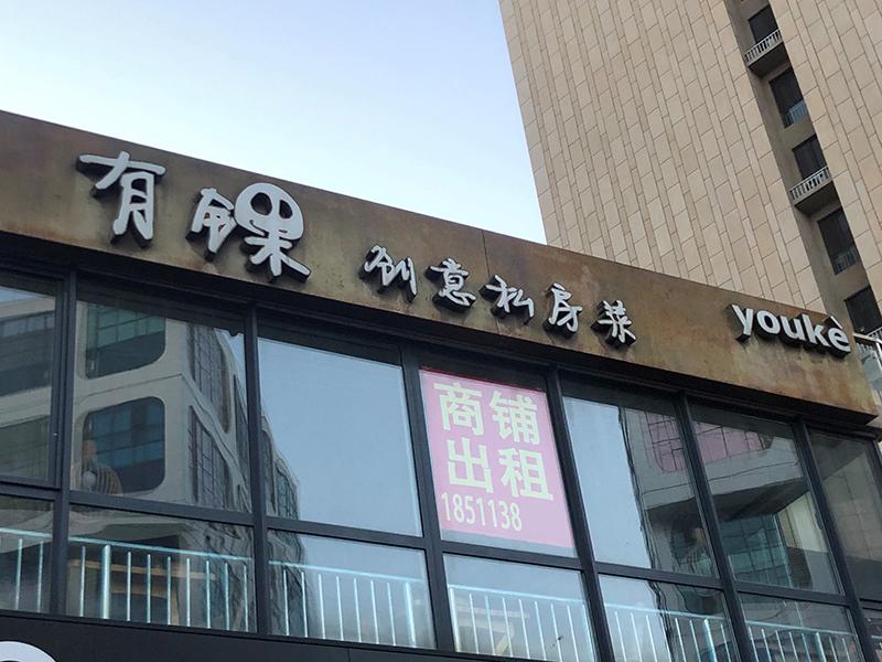 在良乡大学城附近的一条商业街上,一些店铺已经关门,并张贴上了招租的海报。 陆肖肖摄