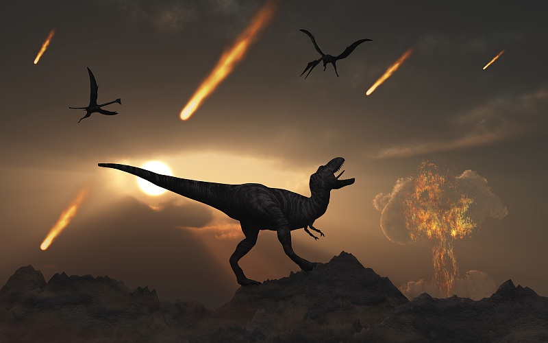 恐龙的灭绝原因通常被认为是小行星撞击(示意图)