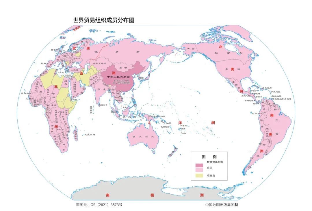 世界贸易组织成员分布图地图上的党史
